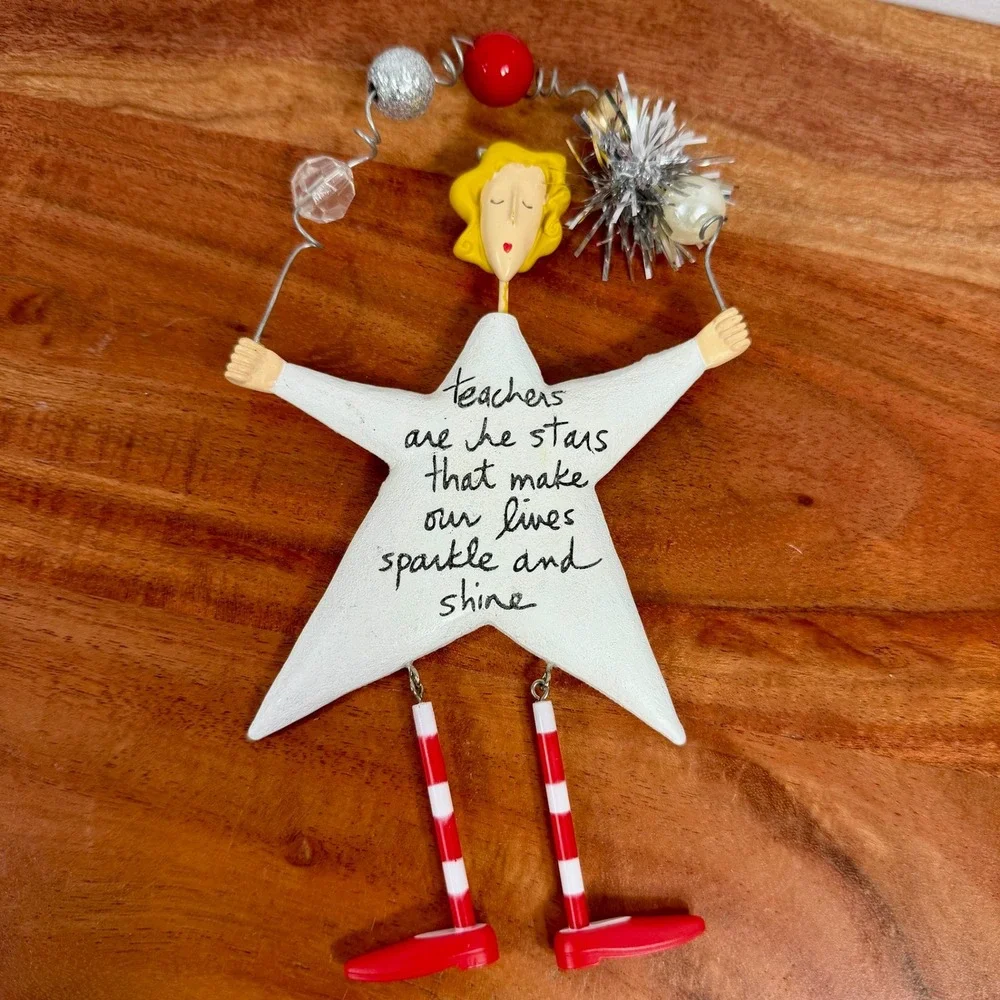 Teachers‎ are the Stars Inspirational Figurine Star Body Red Striped Legs